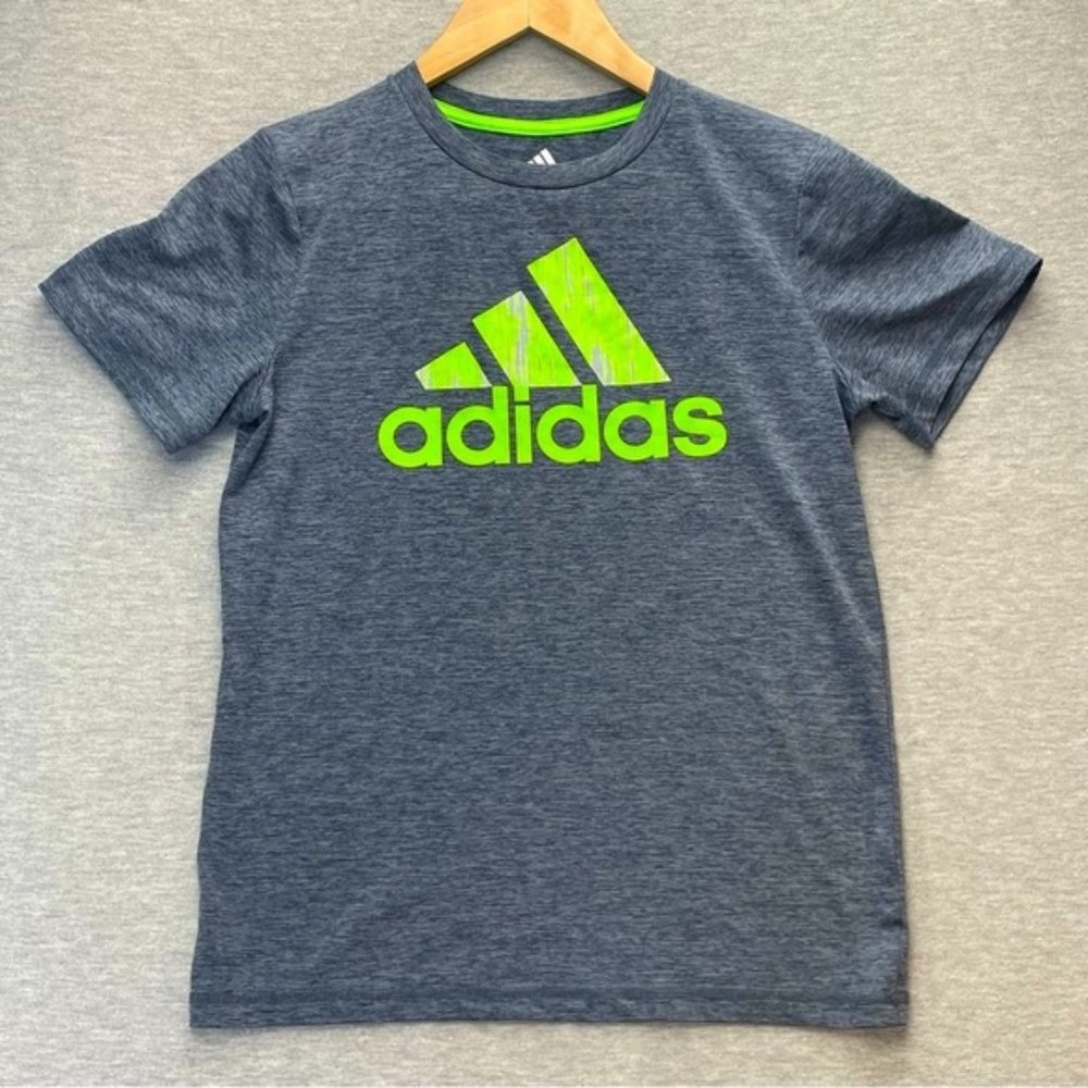 ADIDAS Climalite Grey With Neon Green Logo Womens T-Shirt